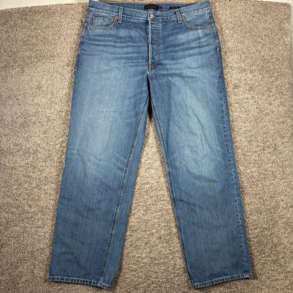 Alex Mill The Bev Relaxed High Waist Straight‎ Blue Washed Women Jeans Sz 32